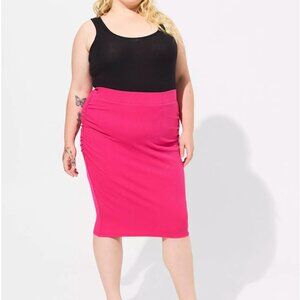 Torrid Midi Rib Shirred Waist Pencil Skirt